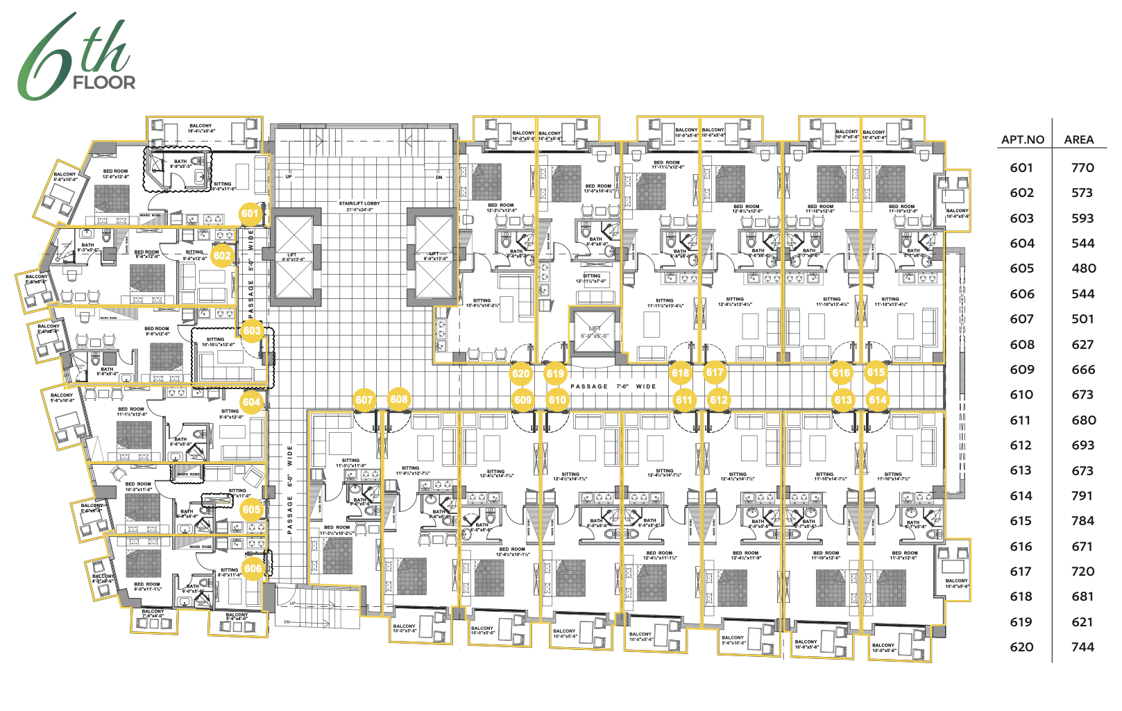 Serene Heights Nathia Gali sixth floor apartment plan layout